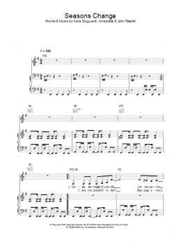 page one of Seasons Change (Piano, Vocal & Guitar Chords)