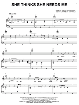page one of She Thinks She Needs Me (Piano, Vocal & Guitar Chords (Right-Hand Melody))