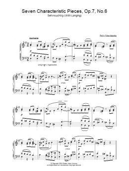 page one of Seven Characteristic Pieces, Op.7, No.6 (Piano Solo)