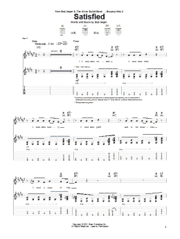 page one of Satisfied (Guitar Tab)