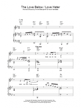 page one of The Love Below / Love Hater (Piano, Vocal & Guitar Chords)