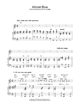 page one of Almost Blue (Piano, Vocal & Guitar Chords)