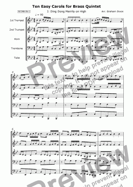 page one of Ten Easy Christmas Carols for Brass Quintet