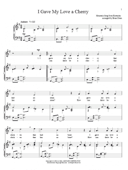 page one of I Gave My Love A Cherry (The Riddle Song) (Piano & Vocal)