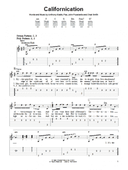 page one of Californication (Easy Guitar Tab)