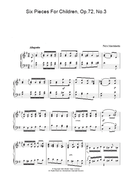 page one of Six Pieces For Children, Op.72, No.3 (Piano Solo)