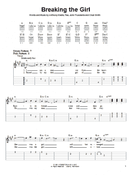page one of Breaking The Girl (Easy Guitar Tab)