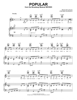 page one of Popular (from Wicked) (Piano, Vocal & Guitar Chords (Right-Hand Melody))