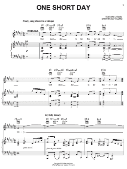 page one of One Short Day (from Wicked) (Piano, Vocal & Guitar Chords (Right-Hand Melody))