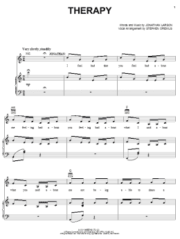 page one of Therapy (from tick, tick... BOOM!) (Piano, Vocal & Guitar Chords (Right-Hand Melody))