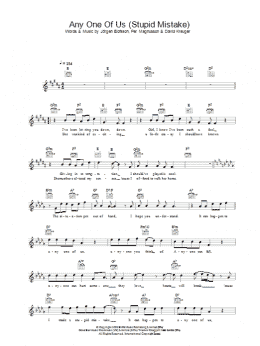 page one of Any One Of Us (Stupid Mistake) (Lead Sheet / Fake Book)