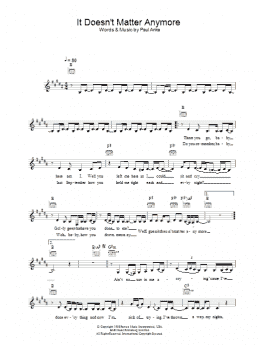 page one of It Doesn't Matter Anymore (Lead Sheet / Fake Book)
