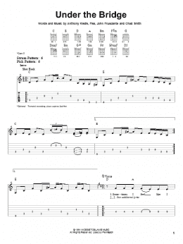 page one of Under The Bridge (Easy Guitar Tab)
