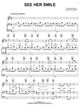 page one of See Her Smile (from tick, tick... BOOM!) (Piano, Vocal & Guitar Chords (Right-Hand Melody))