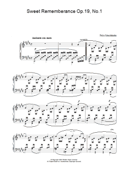page one of Sweet Rememberance Op.19, No.1 (Piano Solo)