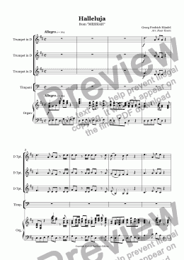 page one of Handel: Halleluja from Messiah (3 Trumpets, Timpani and Organ)