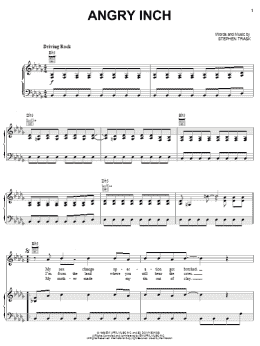 page one of Angry Inch (Piano, Vocal & Guitar Chords (Right-Hand Melody))