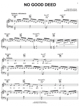page one of No Good Deed (from Wicked) (Piano, Vocal & Guitar Chords (Right-Hand Melody))