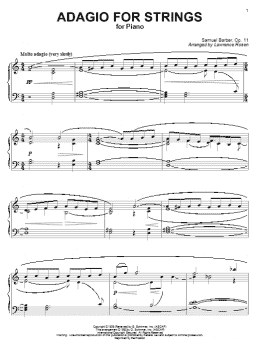 page one of Adagio For Strings (Piano Solo)