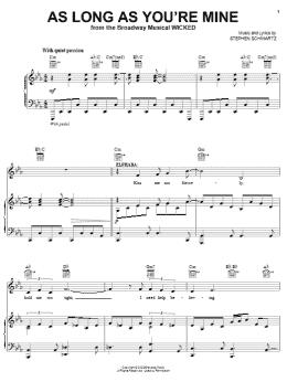 page one of As Long As You're Mine (from Wicked) (Piano, Vocal & Guitar Chords (Right-Hand Melody))
