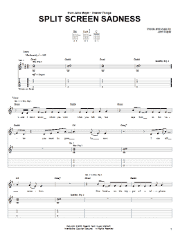 page one of Split Screen Sadness (Guitar Tab)