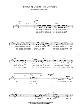 page one of Standing Out In The Universe (Lead Sheet / Fake Book)
