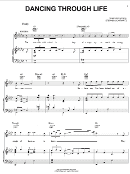 page one of Dancing Through Life (from Wicked) (Piano, Vocal & Guitar Chords (Right-Hand Melody))