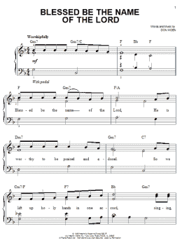 page one of Blessed Be The Name Of The Lord (Easy Piano)