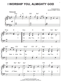 page one of I Worship You, Almighty God (Easy Piano)