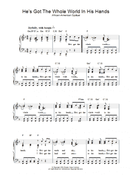 page one of He's Got The Whole World In His Hands (Easy Piano)
