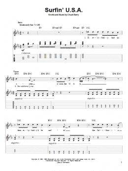 page one of Surfin' U.S.A. (Guitar Tab (Single Guitar))