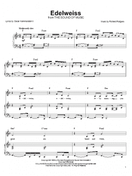 page one of Edelweiss (Piano, Vocal & Guitar Chords (Right-Hand Melody))