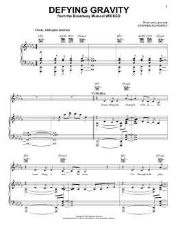 page one of Defying Gravity (from Wicked) (Piano, Vocal & Guitar Chords (Right-Hand Melody))