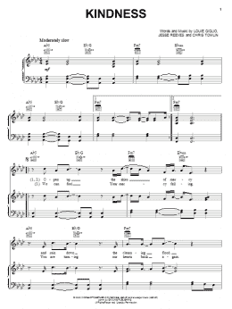page one of Kindness (Piano, Vocal & Guitar Chords (Right-Hand Melody))