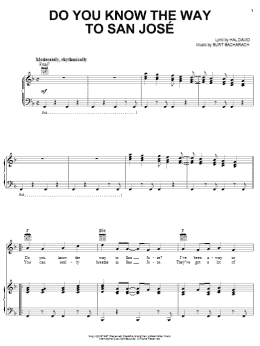 page one of Do You Know The Way To San Jose (Piano, Vocal & Guitar Chords (Right-Hand Melody))