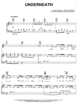 page one of Underneath (Piano, Vocal & Guitar Chords (Right-Hand Melody))