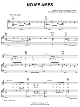 page one of No Me Ames (Piano, Vocal & Guitar Chords (Right-Hand Melody))