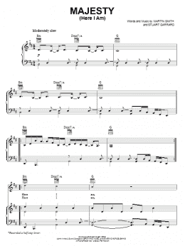 page one of Majesty (Here I Am) (Piano, Vocal & Guitar Chords (Right-Hand Melody))