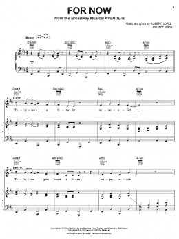 page one of For Now (from Avenue Q) (Piano, Vocal & Guitar Chords (Right-Hand Melody))