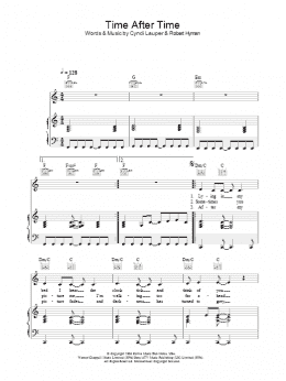 page one of Time After Time (Piano, Vocal & Guitar Chords)