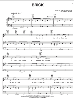 page one of Brick (Piano, Vocal & Guitar Chords (Right-Hand Melody))