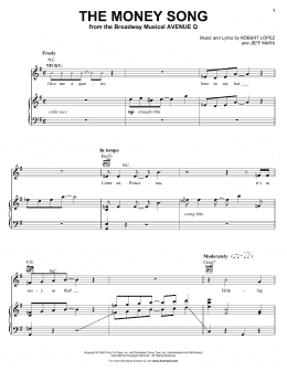 page one of The Money Song (from Avenue Q) (Piano, Vocal & Guitar Chords (Right-Hand Melody))