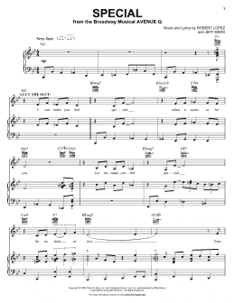 page one of Special (from Avenue Q) (Piano, Vocal & Guitar Chords (Right-Hand Melody))