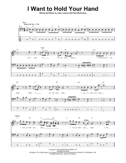 page one of I Want To Hold Your Hand (Bass Guitar Tab)