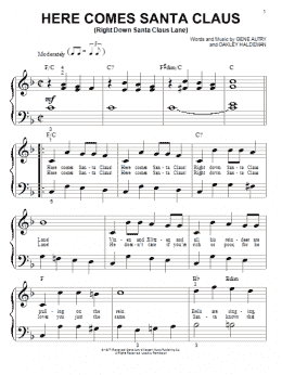 page one of Here Comes Santa Claus (Right Down Santa Claus Lane) (Big Note Piano)