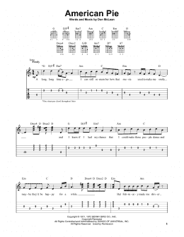 page one of American Pie (Easy Guitar Tab)