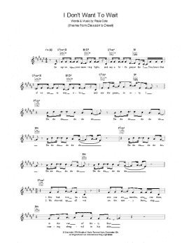 page one of I Don't Want To Wait (Lead Sheet / Fake Book)