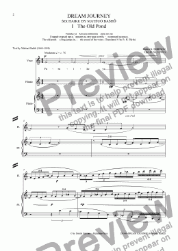 page one of OLD POND (Basho) op140a/1. Old Pond. Voice, fl, pf