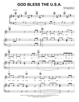 page one of God Bless The U.S.A. (Piano, Vocal & Guitar Chords (Right-Hand Melody))