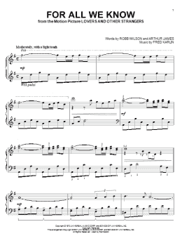 page one of For All We Know (Piano Solo)